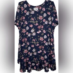 Vintage More Jazz 18 Floral Lined Short Sleeve Dress